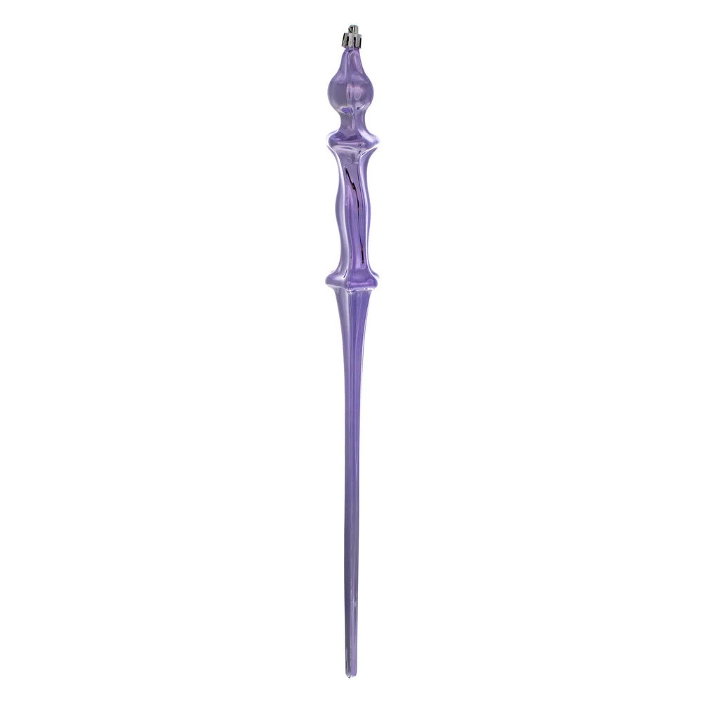 Vickerman N175386D 15.7" Lavender Shiny Icicle Ornament With Drilled And Wired Caps Comes 3/Box