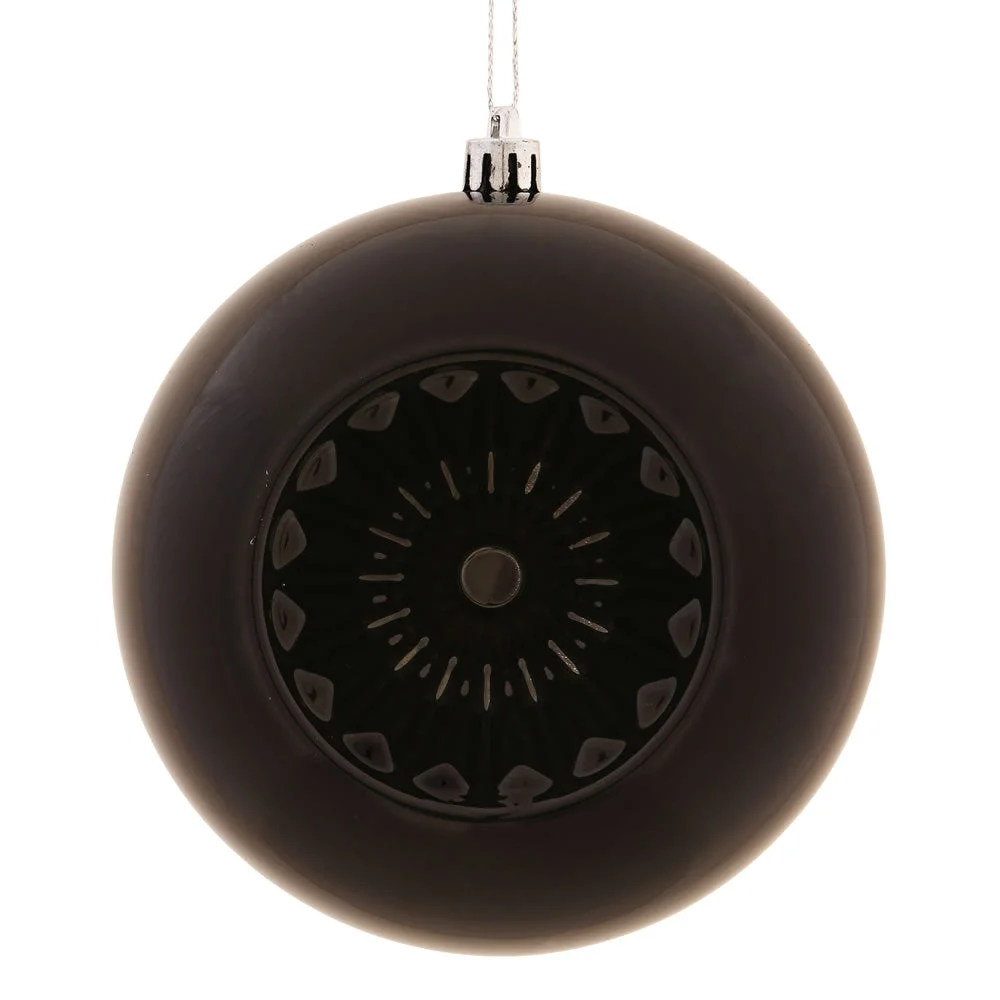 Vickerman N175517D 4.75" Black Shiny Star Brite Ball Ornament 4/Bag
