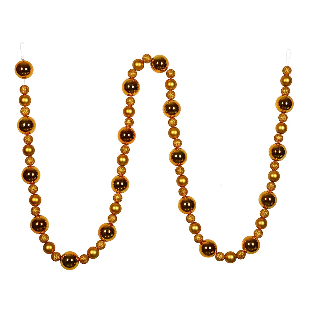 Vickerman N181730 9' Antique Gold Assorted Christmas Ball Ornament Garland