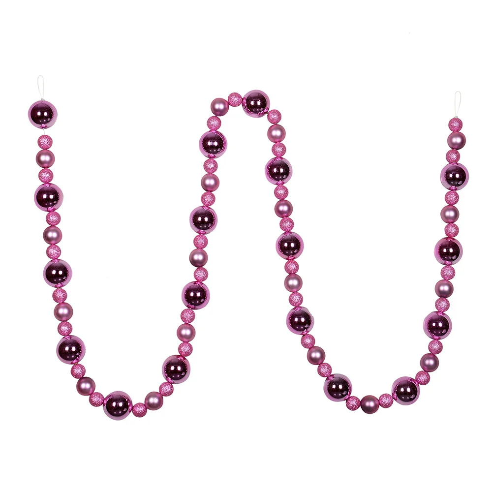 Vickerman N181779 9' Pink Assorted Christmas Ball Ornament Garland