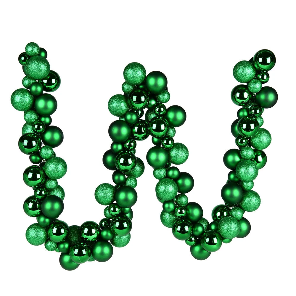 Vickerman N191204 6' Green Assorted Ornament Ball Christmas Garland