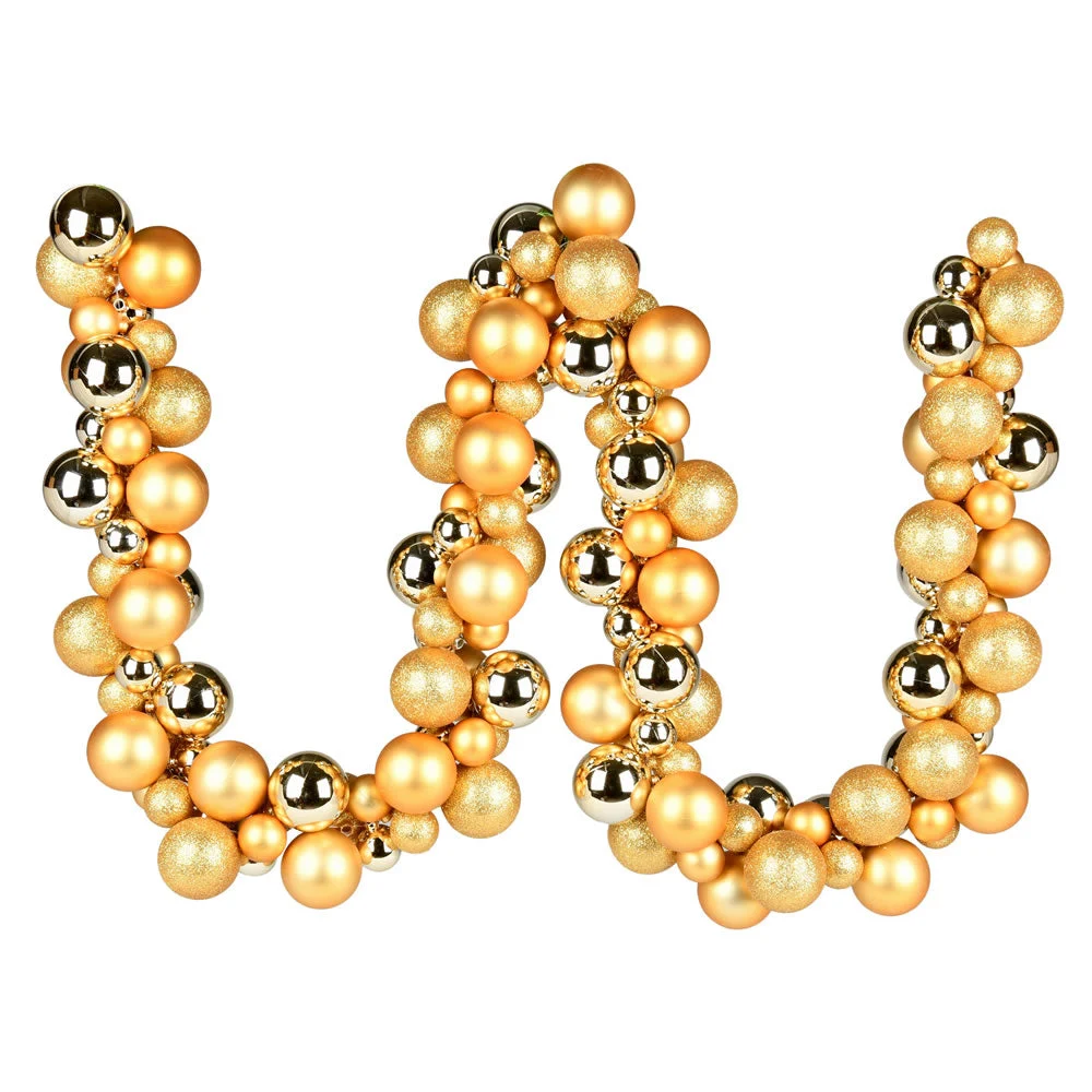 Vickerman N191208 6' Gold Assorted Ornament Ball Christmas Garland