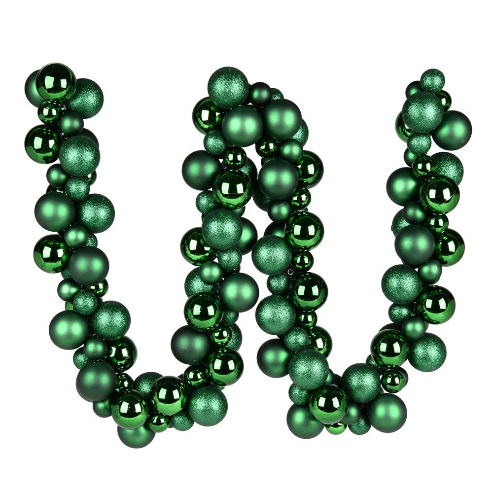 Vickerman N191224 6' Emerald Assorted Ornament Ball Christmas Garland
