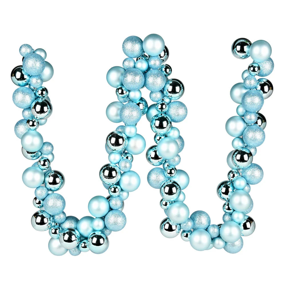 Vickerman N191232 6' Baby Blue Assorted Ornament Ball Christmas Garland