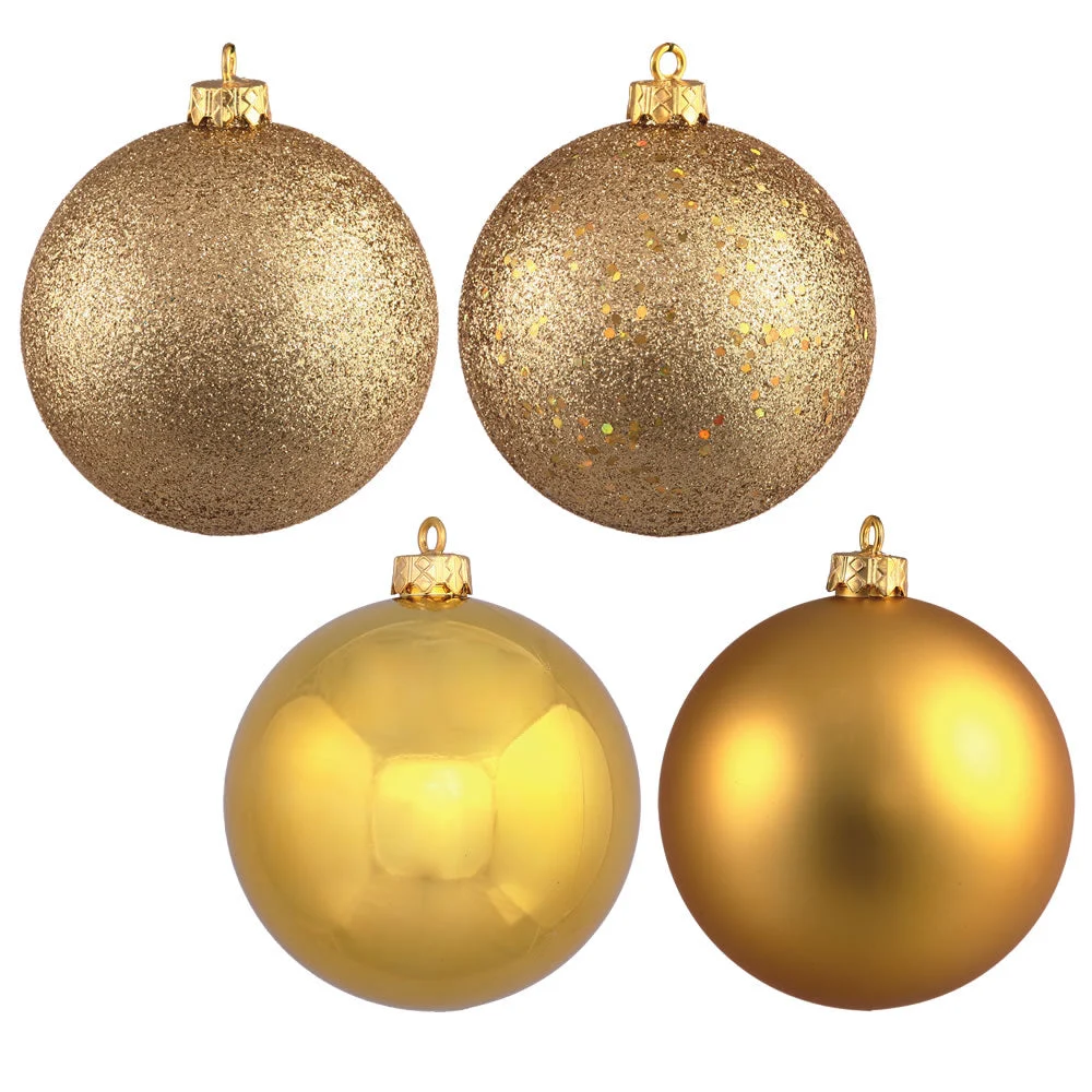 Vickerman N593008DA 12" Gold 4-Finish Ball Ornament 4 Per Bag