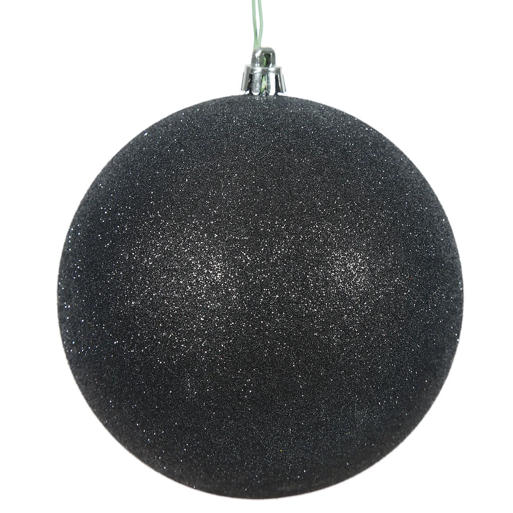Vickerman N593017DG 12" Black Glitter Ball Ornament