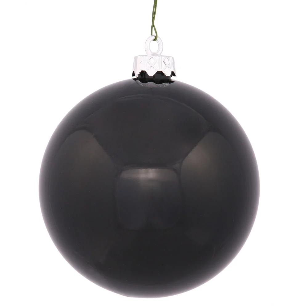 Vickerman N593017DSV 12" Black Shiny Ball Ornament