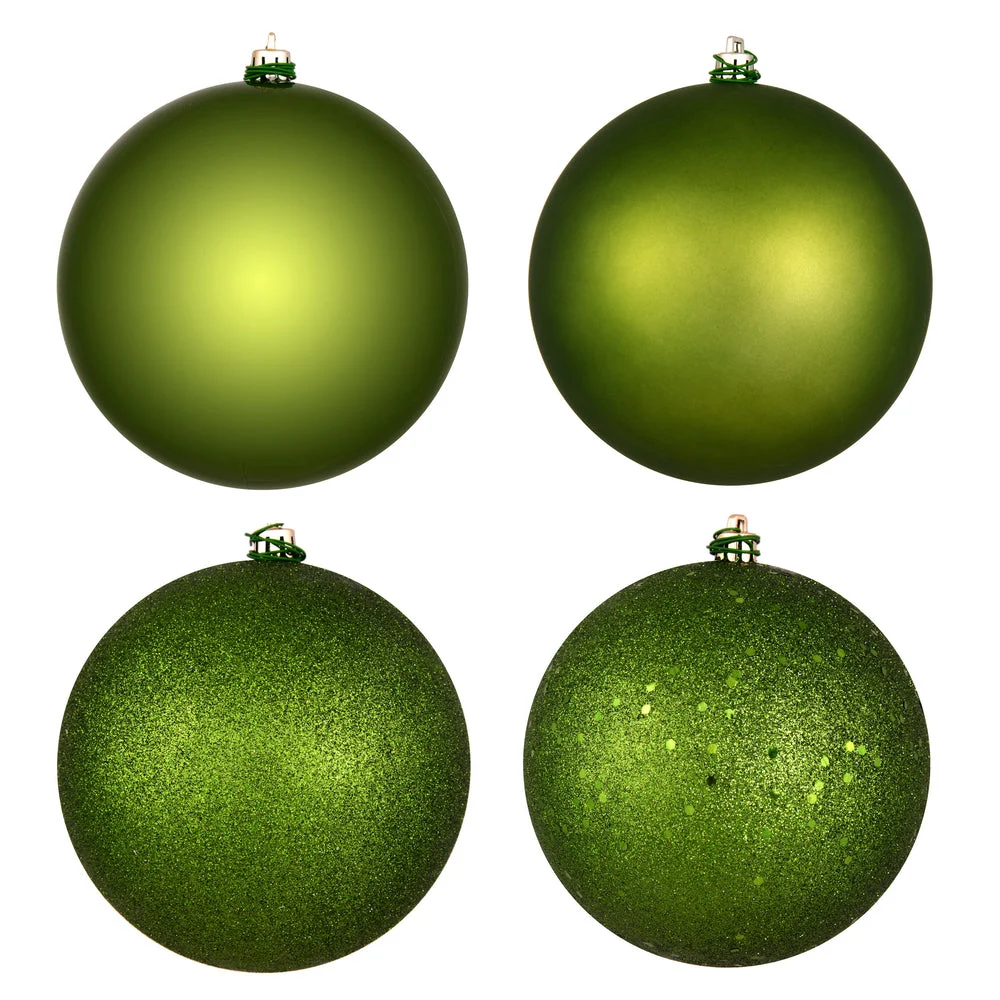 Vickerman N593034DA 12" Juniper Green 4-Finish Ball Ornament Assortment 4 Per Bag