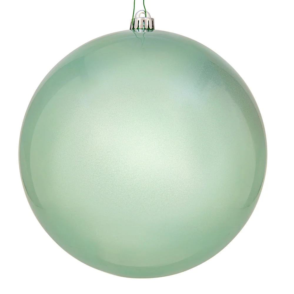 Vickerman N593040DCV 12" Frosty Mint Candy Ball Ornament