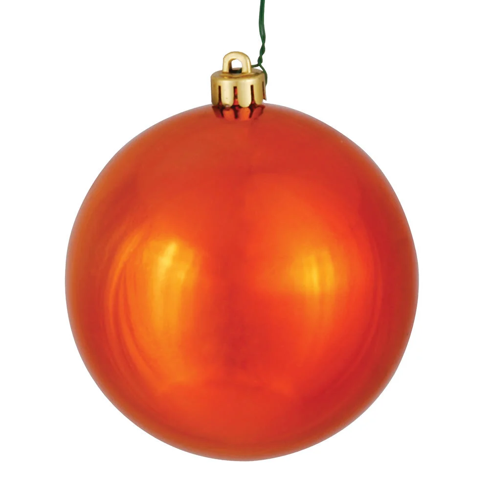 Vickerman N593018DSV 12" Burnished Orange Shiny Ball Ornament