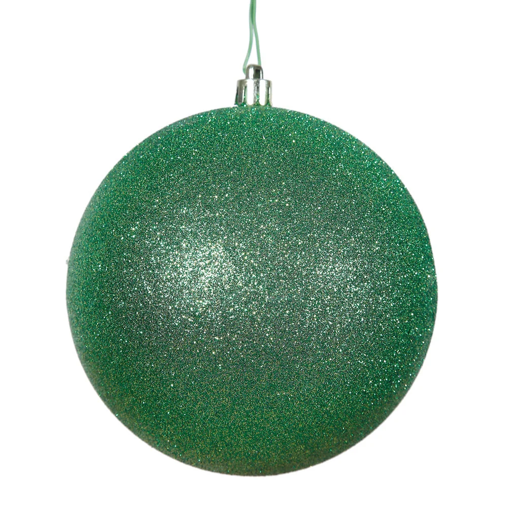 Vickerman N593004DG 12" Green Glitter Ball Ornament