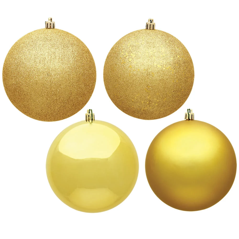 Vickerman N593037DA 12" Honey Gold 4-Finish Ball Ornament 4 Per Bag