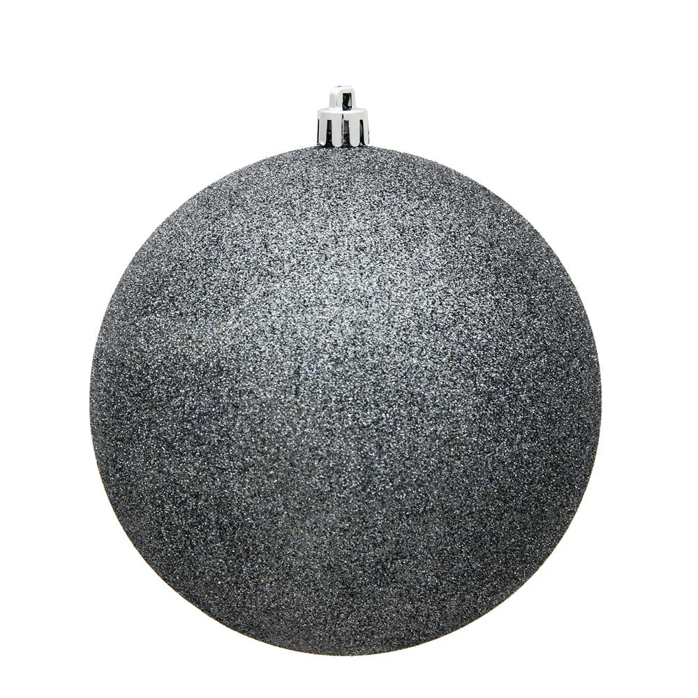 Vickerman N592587DG 10" Pewter Glitter Ball Ornament