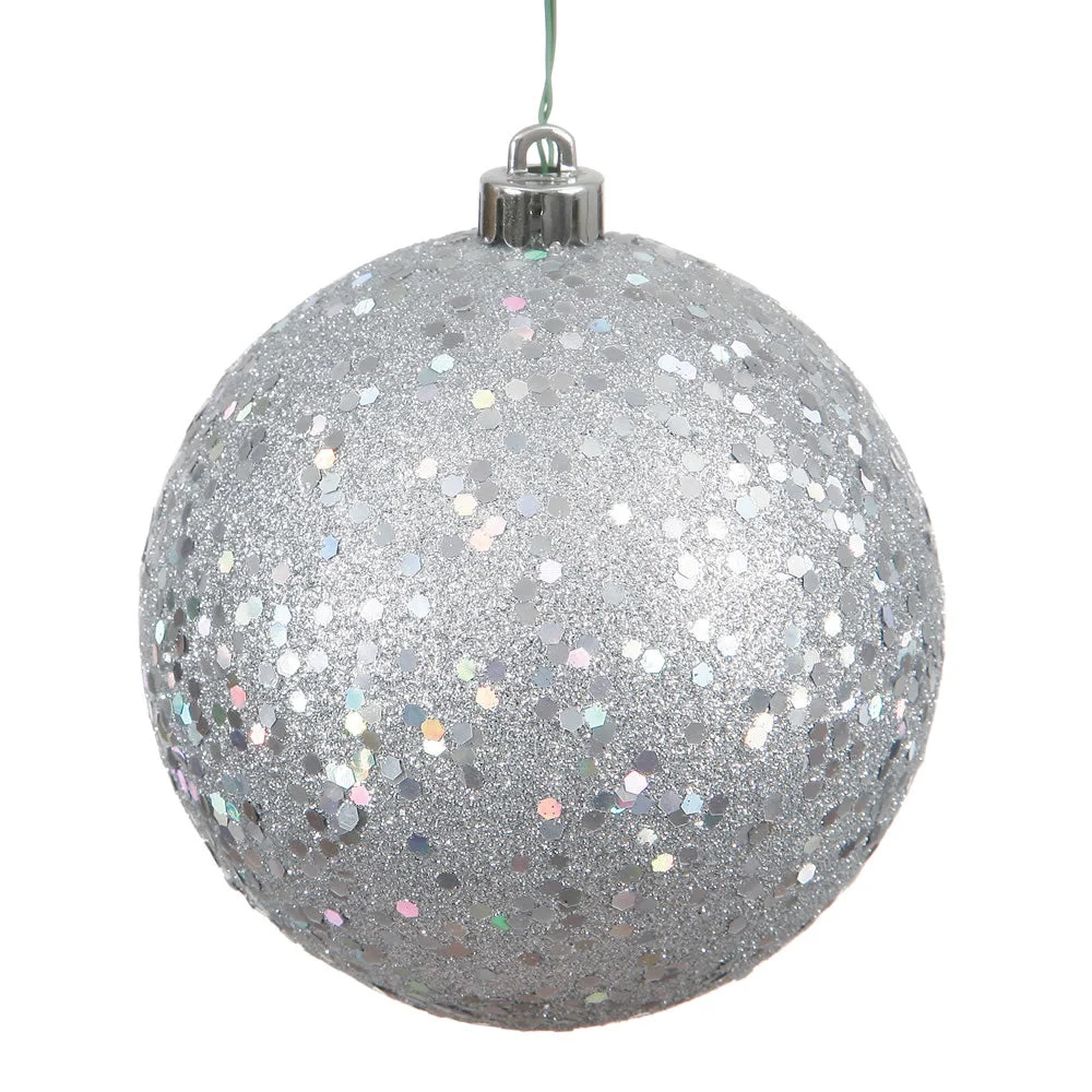 Vickerman N593007DQ 12" Silver Sequin Ball Ornament