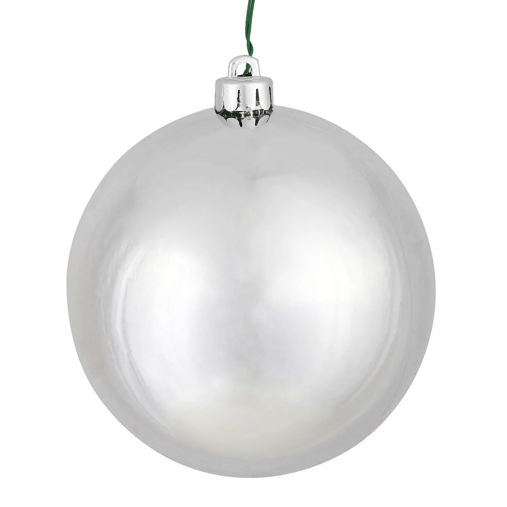 Vickerman N593007DSV 12" Silver Shiny Ball Ornament