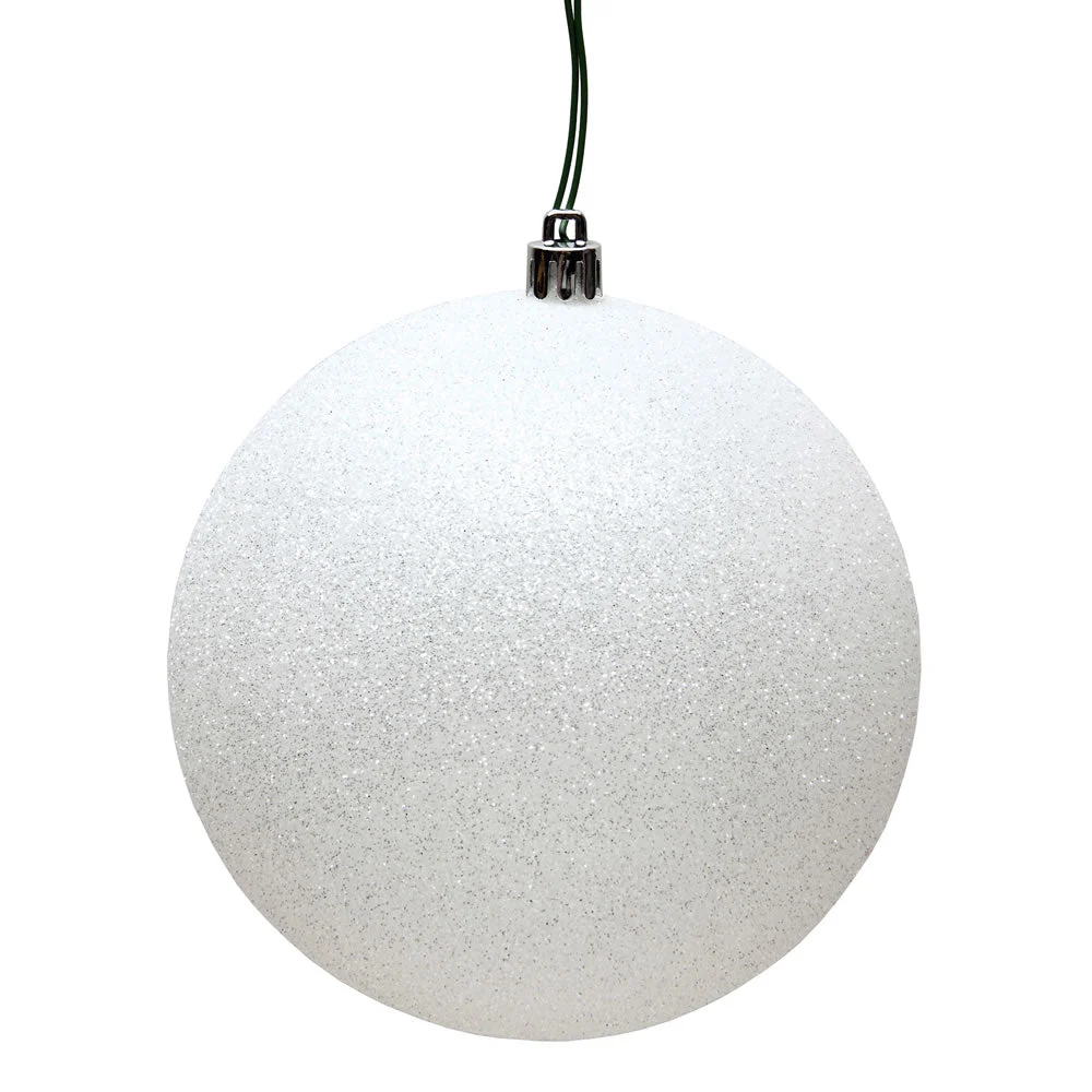 Vickerman N593011DG 12" White Glitter Ball Ornament
