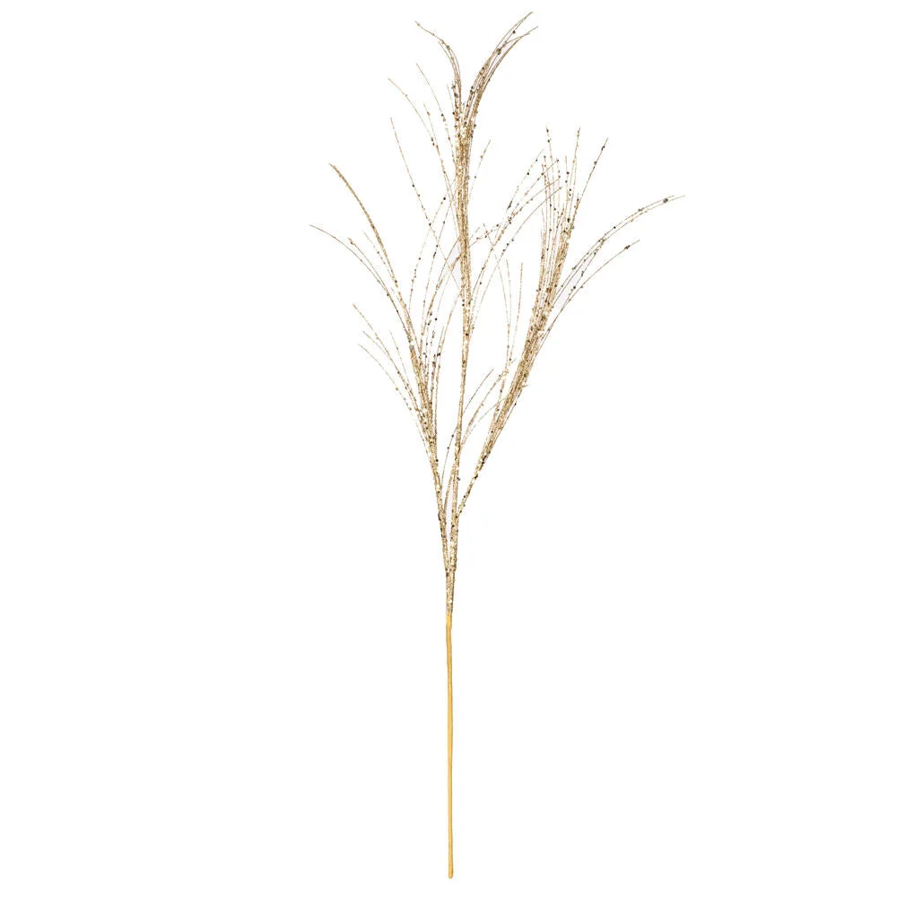 Vickerman QG164038 34" Champagne Glitter Grass Artificial Christmas Spray. Includes 6 Sprays Per Pack.