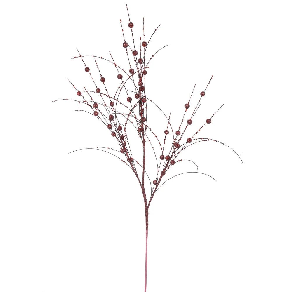 Vickerman QG164205 35" Burgundy Glitter Berry Artificial Christmas Spray. Includes 6 Sprays Per Pack.