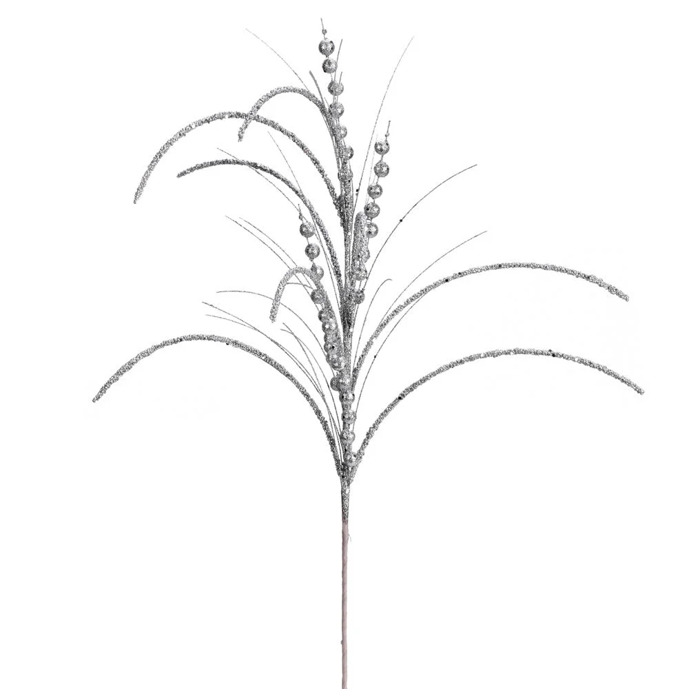 Vickerman QG192407 29" Silver Glitter Harvest Artificial Christmas Spray. Includes 6 Sprays Per Pack.