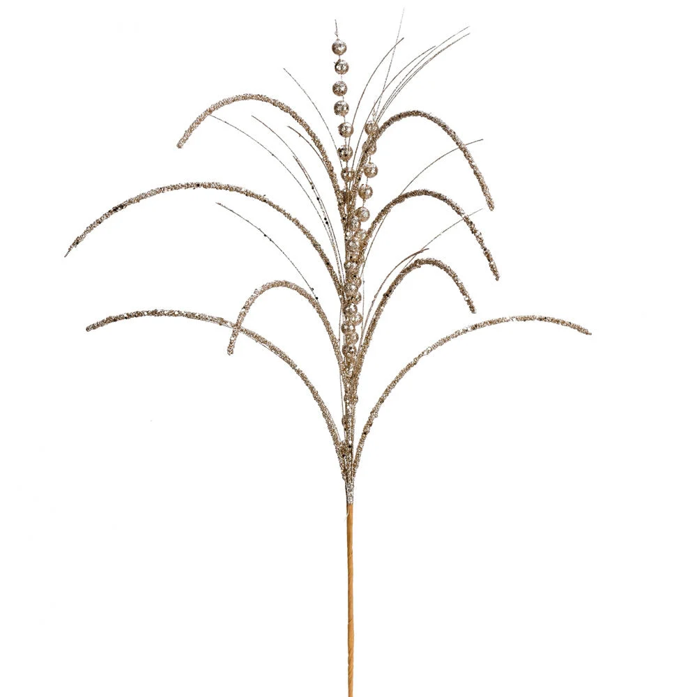 Vickerman QG192438 29" Champagne Glitter Harvest Artificial Christmas Spray. Includes 6 Sprays Per Pack.