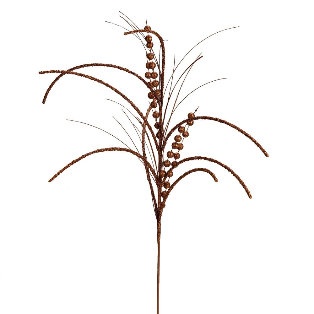 Vickerman QG192476 29" Mocha Glitter Harvest Artificial Christmas Spray. Includes 6 Sprays Per Pack.
