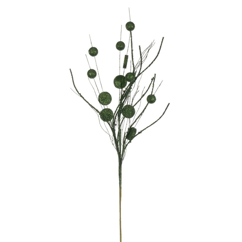 Vickerman QG220834 33" Juniper Ball And Coin Glitter Twig Spray 6 Per Bag.