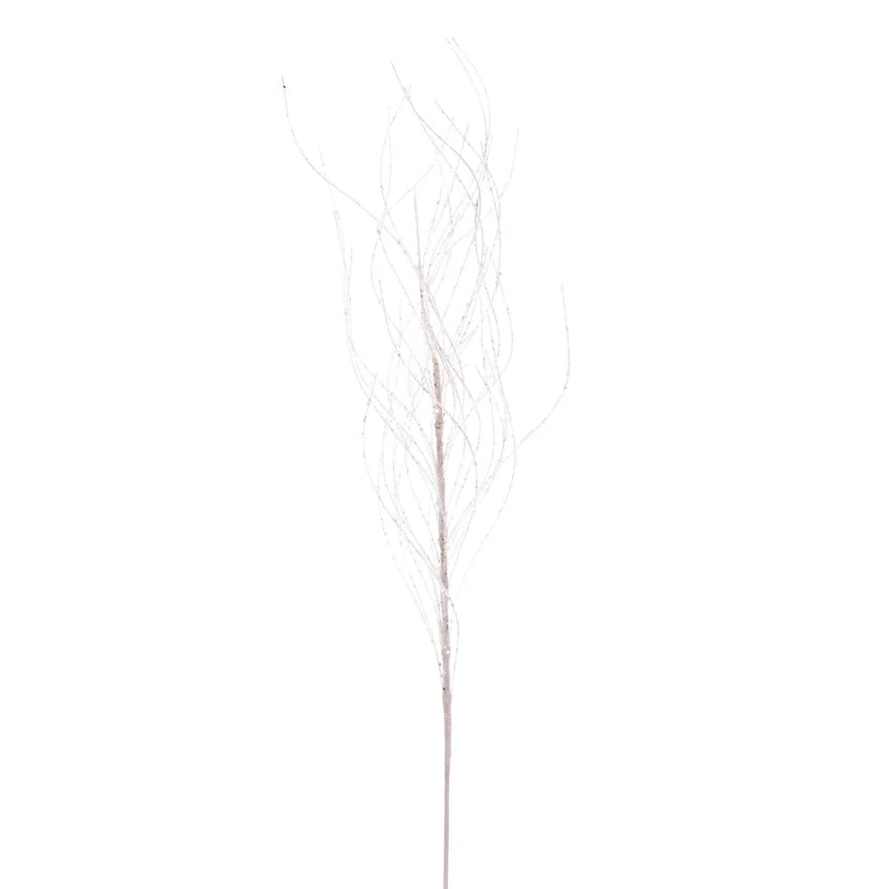 Vickerman QG221011 37" White Wavy Twig Glitter Spray 6 Per Bag.