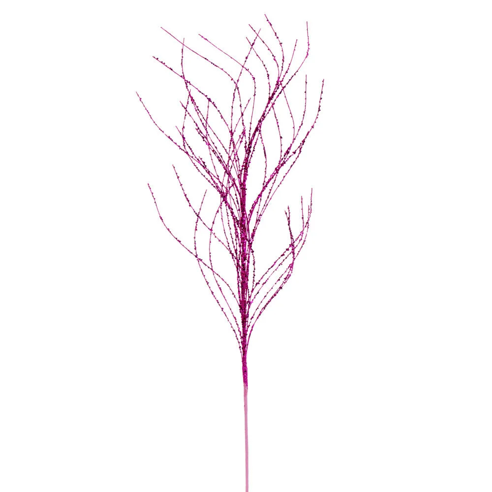 Vickerman QG221013 37" Hot Pink Wavy Twig Glitter Spray 6 Per Bag.
