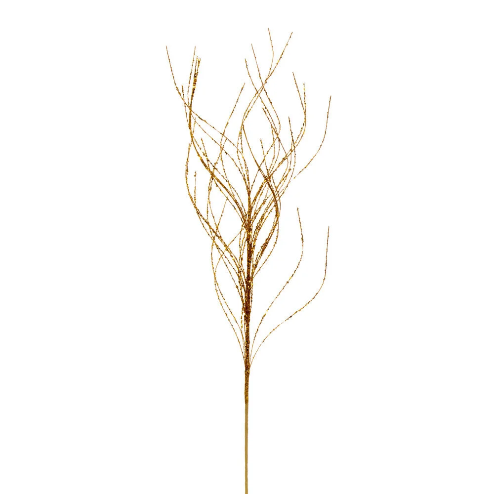 Vickerman QG221030 37" Antique Gold Wavy Twig Glitter Spray 6 Per Bag.