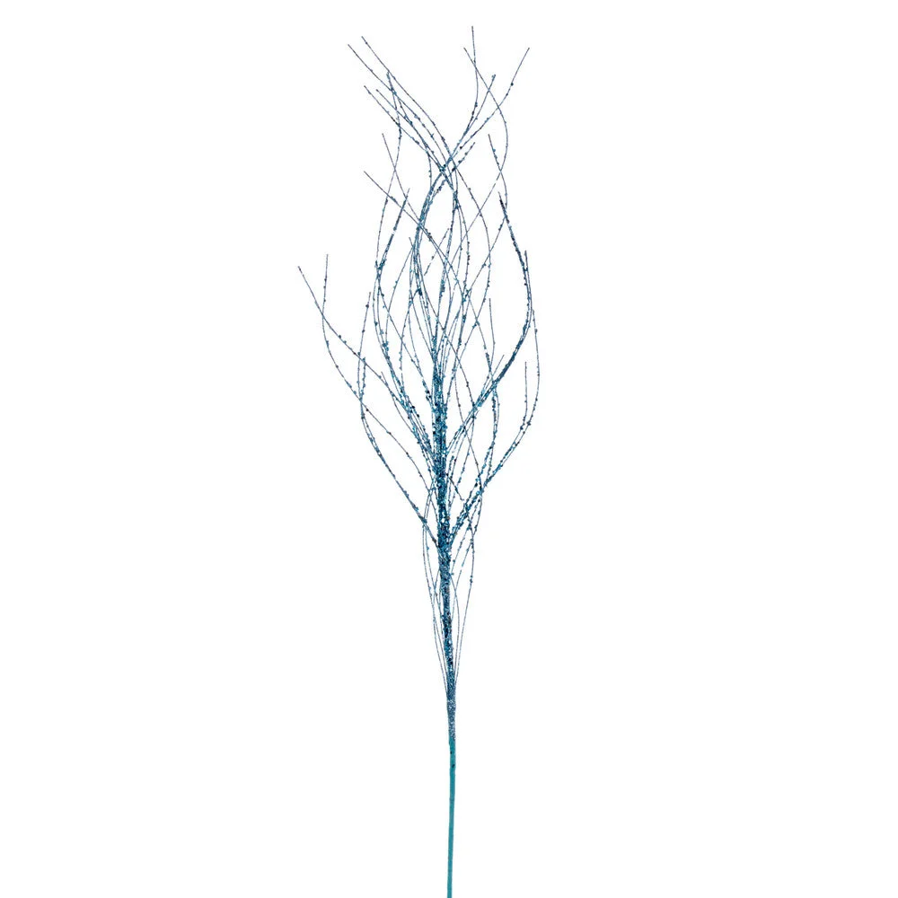 Vickerman QG221032 37" Baby Blue Wavy Twig Glitter Spray 6 Per Bag.
