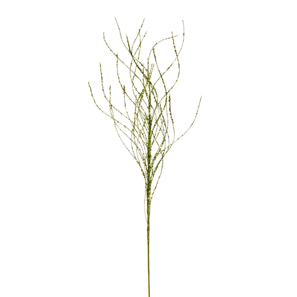 Vickerman QG221073 37" Lime Wavy Twig Glitter Spray 6 Per Bag.