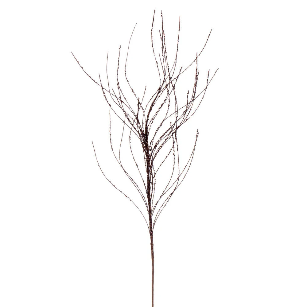 Vickerman QG221075 37" Chocolate Wavy Twig Glitter Spray 6 Per Bag.