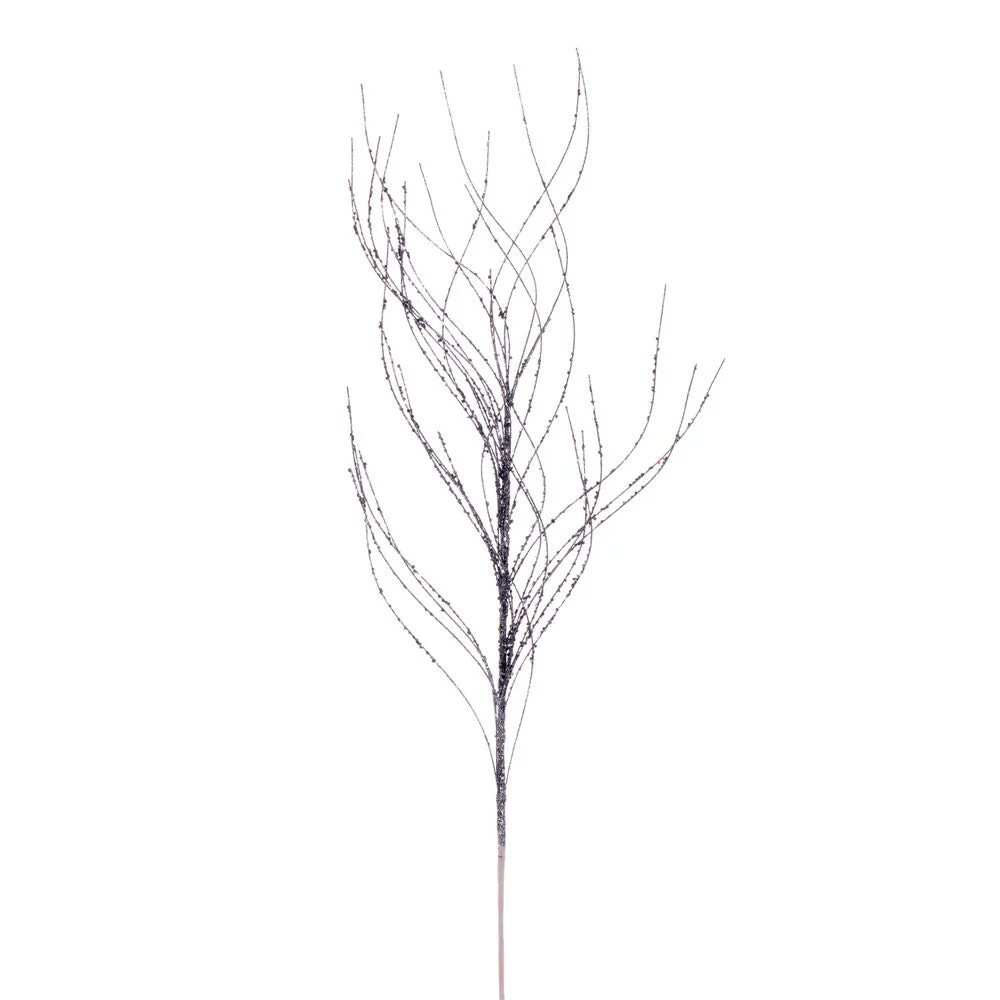 Vickerman QG221087 37" Pewter Wavy Twig Glitter Spray 6 Per Bag.