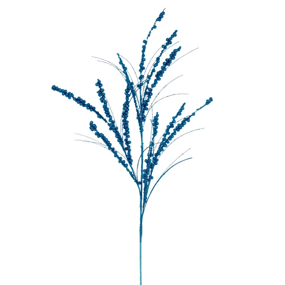 Vickerman QG221512 36" Turquoise Berry Twig Glitter Spray 6 Per Bag.