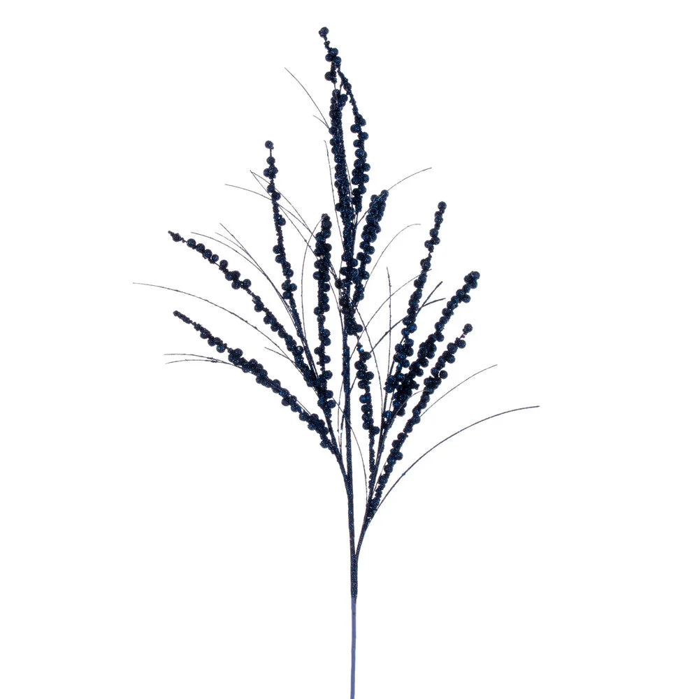 Vickerman QG221531 36" Midnight Blue Berry Twig Glitter Spray 6 Per Bag.