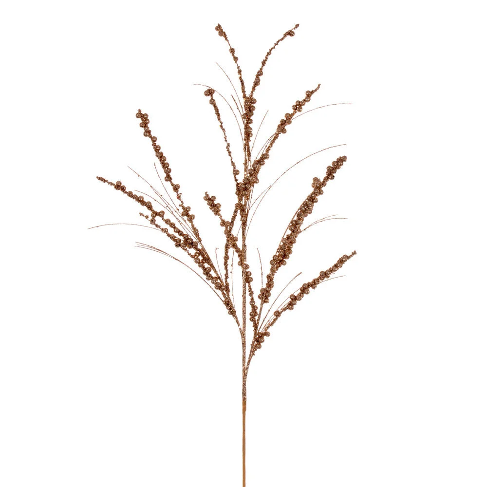 Vickerman QG221558 36" Rose Gold Berry Twig Glitter Spray 6 Per Bag.