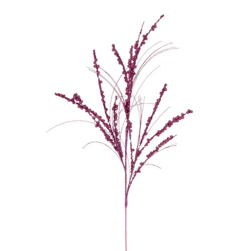 Vickerman QG221579 36" Pink Berry Twig Glitter Spray 6 Per Bag.