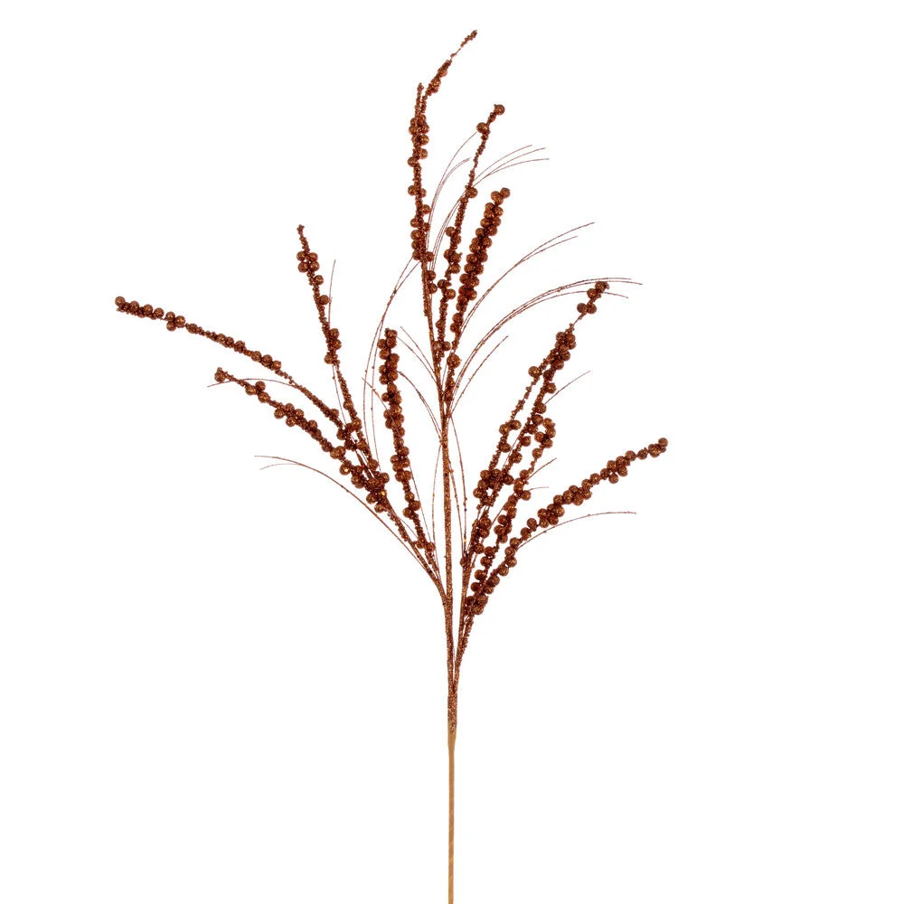 Vickerman QG221588 36" Copper Berry Twig Glitter Spray 6 Per Bag.