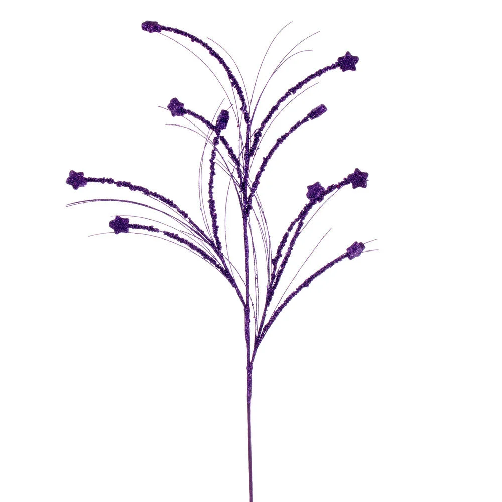 Vickerman QG221766 36" Purple Mini Star Glitter Spray 6 Per Bag.