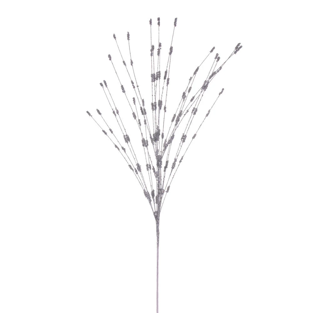 Vickerman QG221907 36" Silver Berry Glitter Spray 6 Per Bag.