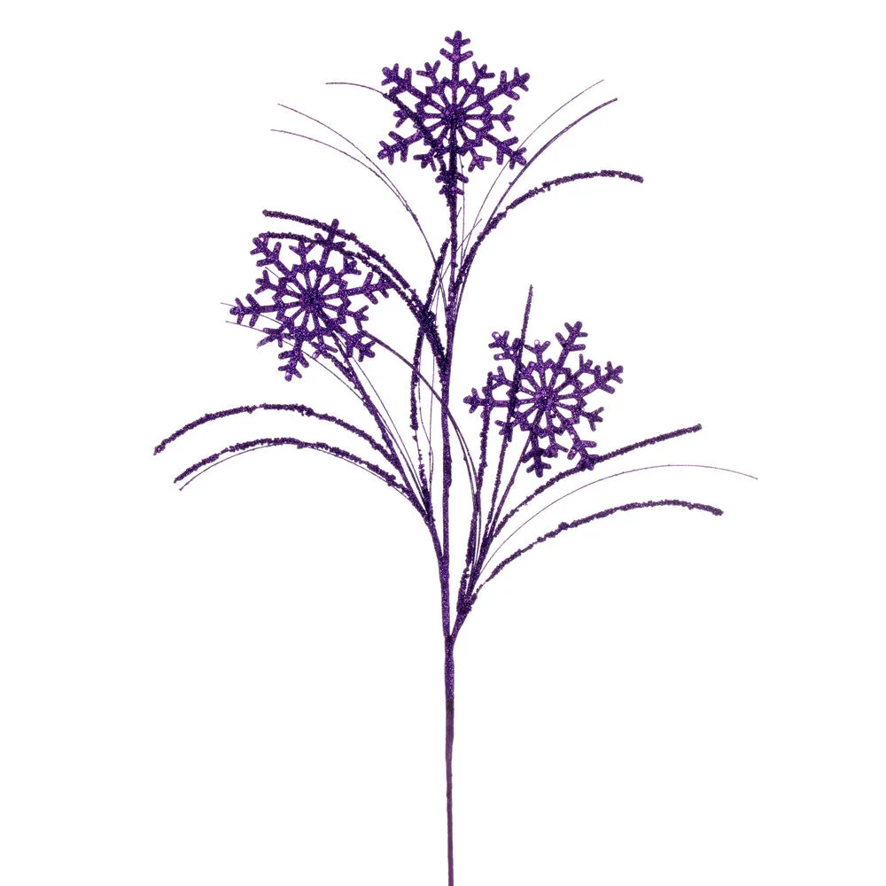 Vickerman QG223066 31" Purple Snowflake Glitter Spray 6 Per Bag.