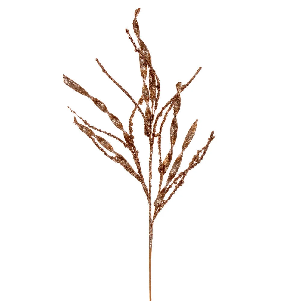 Vickerman QG223358 34" Rose Gold Wavy And Spiral Glitter Spray 6 Per Bag.