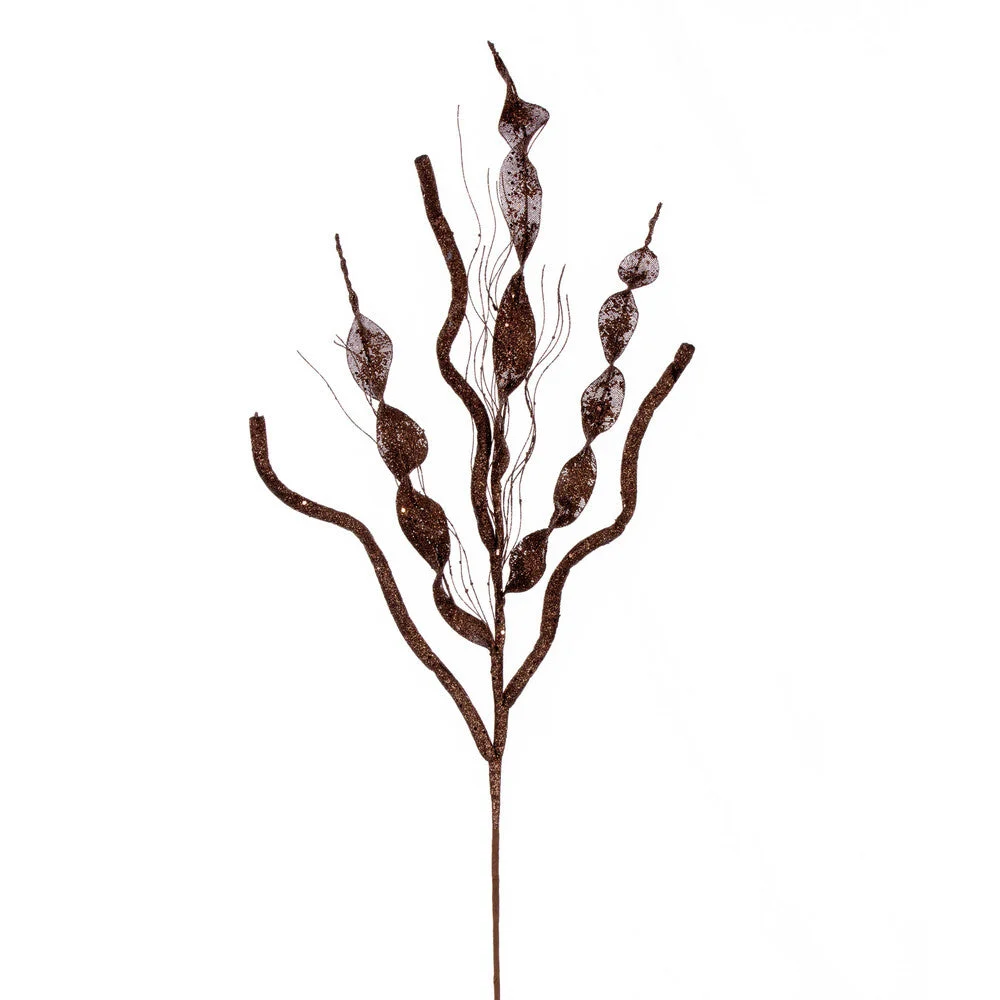 Vickerman QG223875 34" Chocolate Multi Spiral Glitter Spray 4 Per Bag.