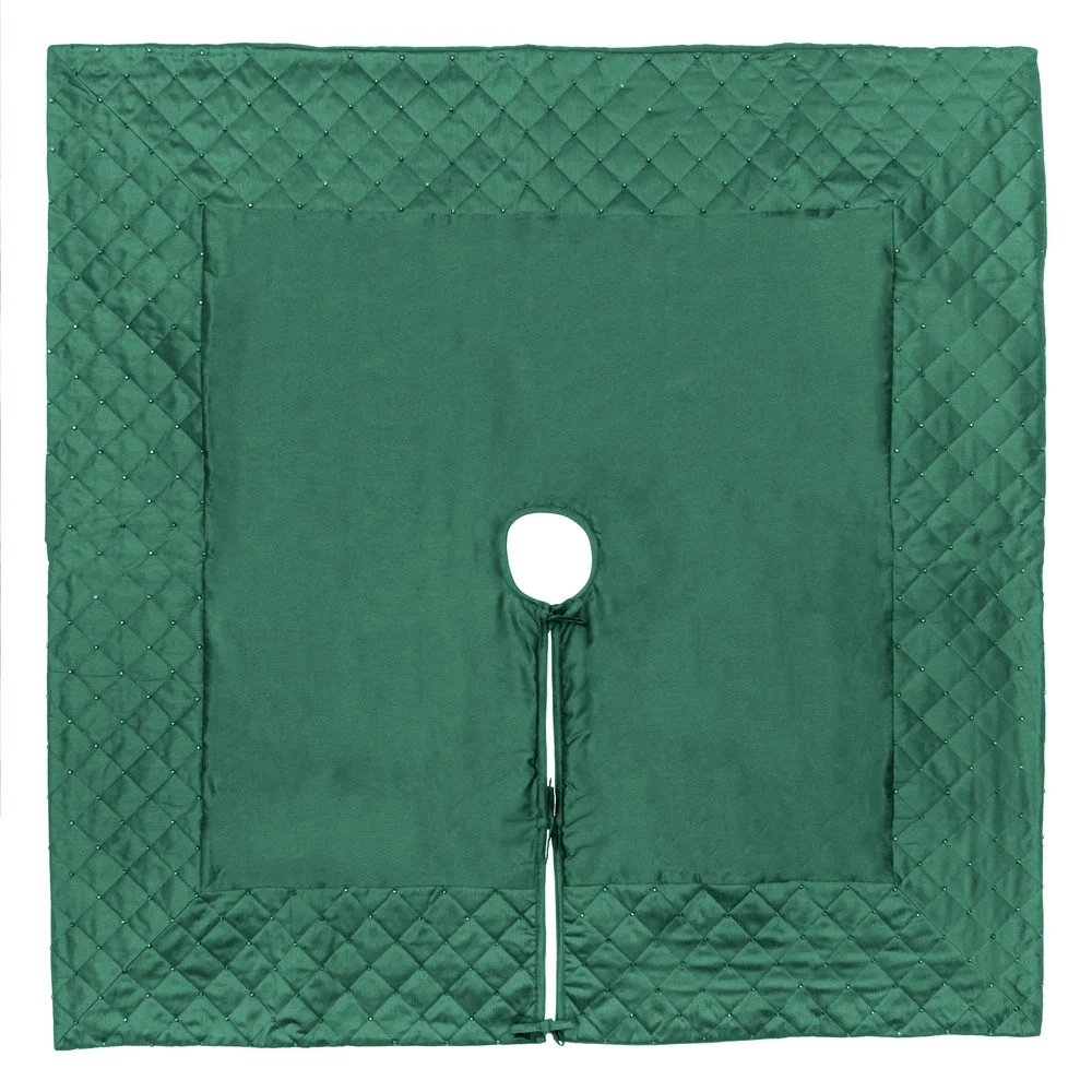 Vickerman QTX190552 52" Green Quilt Stitch Jewel Christmas Tree Skirt