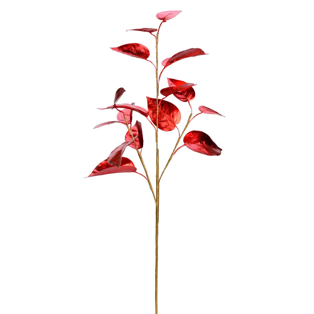 Vickerman RX193303 33" Red Shiny Leaf Artificial Christmas Spray. Includes 2 Sprays Per Pack.