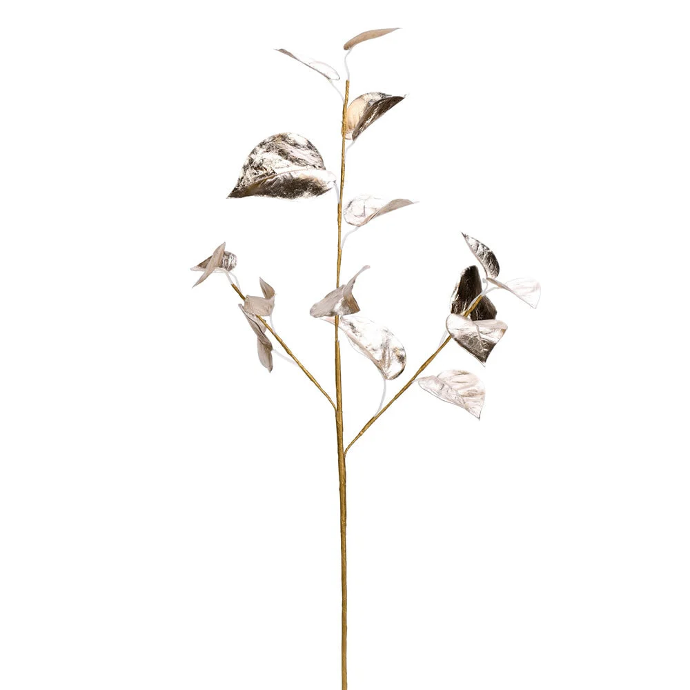 Vickerman RX193338 33" Champagne Shiny Leaf Artificial Christmas Spray. Includes 2 Sprays Per Pack.