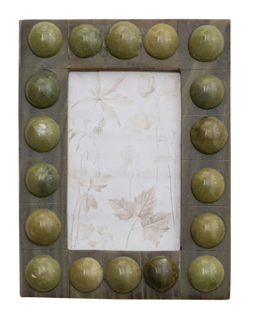 Handmade Green Marbled Resin Bobbin Photo Frame // 4x6