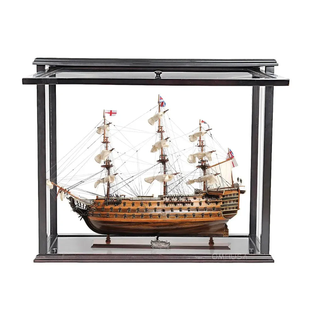 HMS Victory Ship Model with Front-Open Case – 29.5 in Handcrafted Wooden Decor By Old Modern Handicrafts