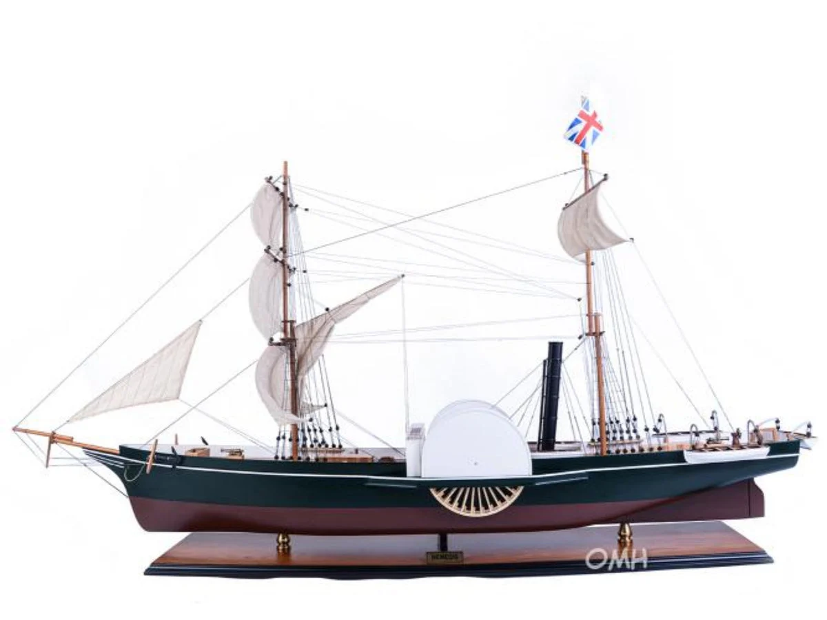 Handmade Nemesis Warship Model – 55" Paddle Gunboat Replica with Display Stand By Old Modern Handicrafts