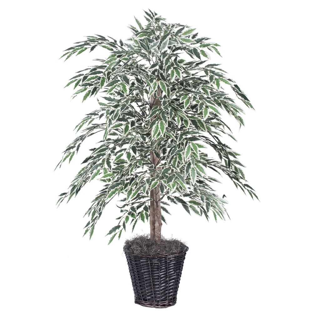 Vickerman TBU1340 4' Artificial Variegated Smilax Bush Rattan Basket